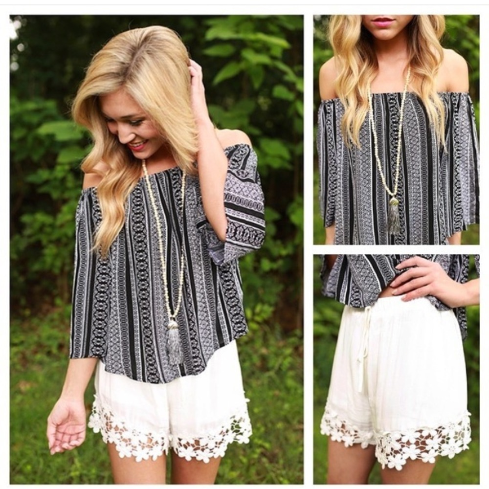 Impressions Boutique off the shoulder top.